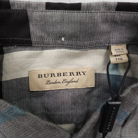 Burberry Shirt Mens 2XL Gray Beige Nova Check Button Up London England NWT NEW - Picture 11 of 14